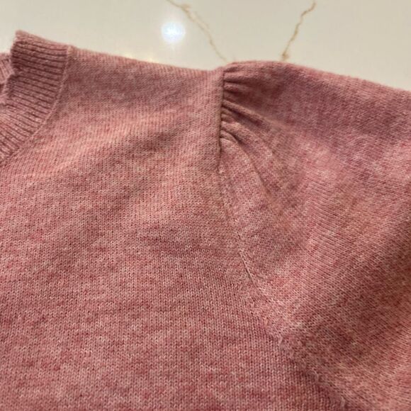 LOFT Rose Scalloped Gold Button Sweater - Picture 5 of 10